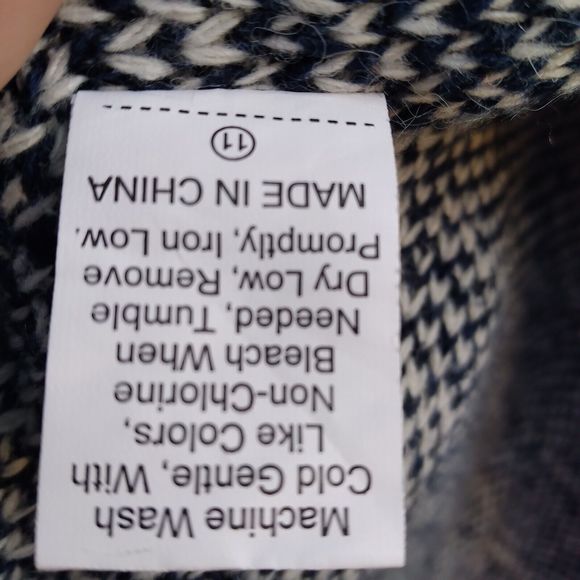 Andthewhy size S/M hooded knit open front cardigan blue white jacquard - Picture 6 of 8